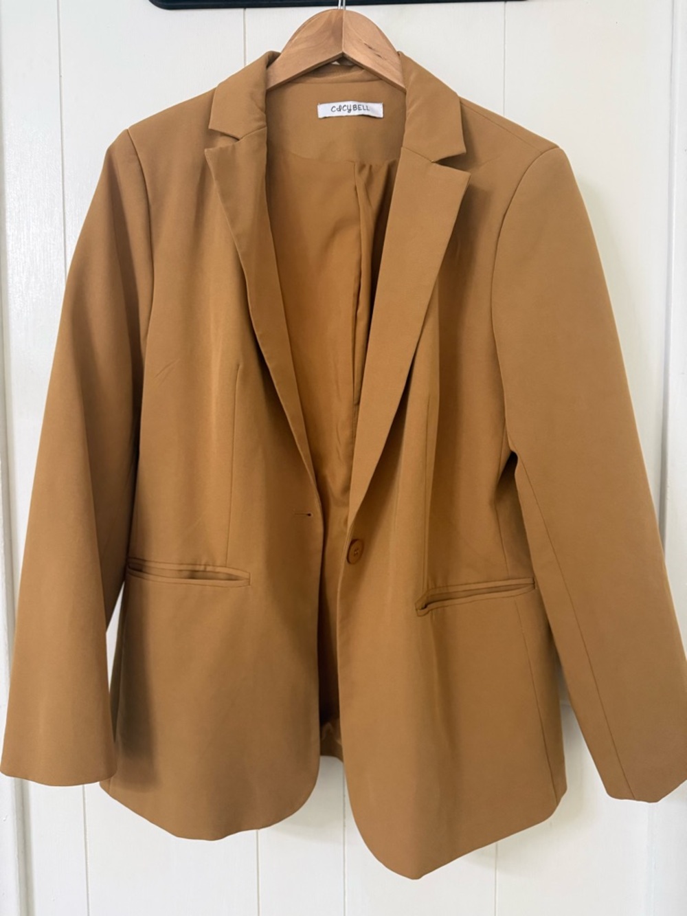 Tailored Single-Button Camel Blazer for Women - Picture 2 of 4